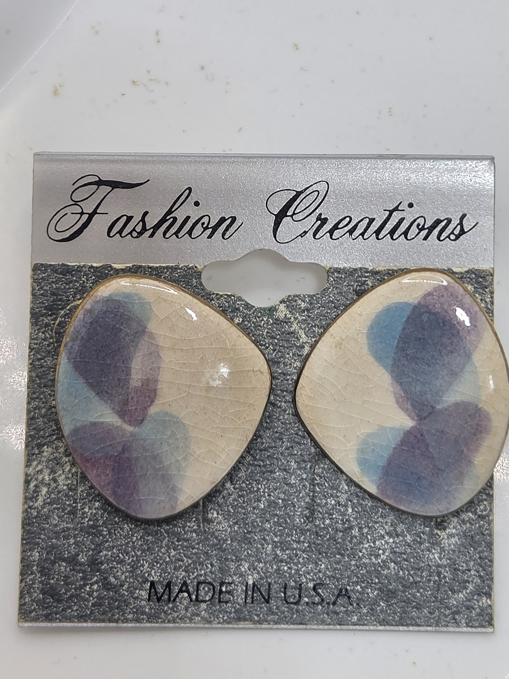 ✨ NWT Vintage Fashion Creations Abstract Enamel Stud Earrings 🎨 Made in USA